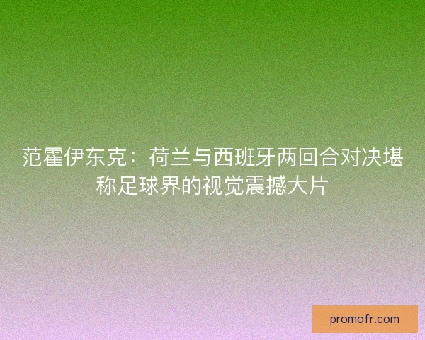 范霍伊东克：荷兰与西班牙两回合对决堪称足球界的视觉震撼大片